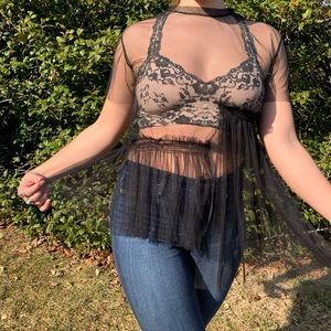 Sheer Tulle Overlay Top